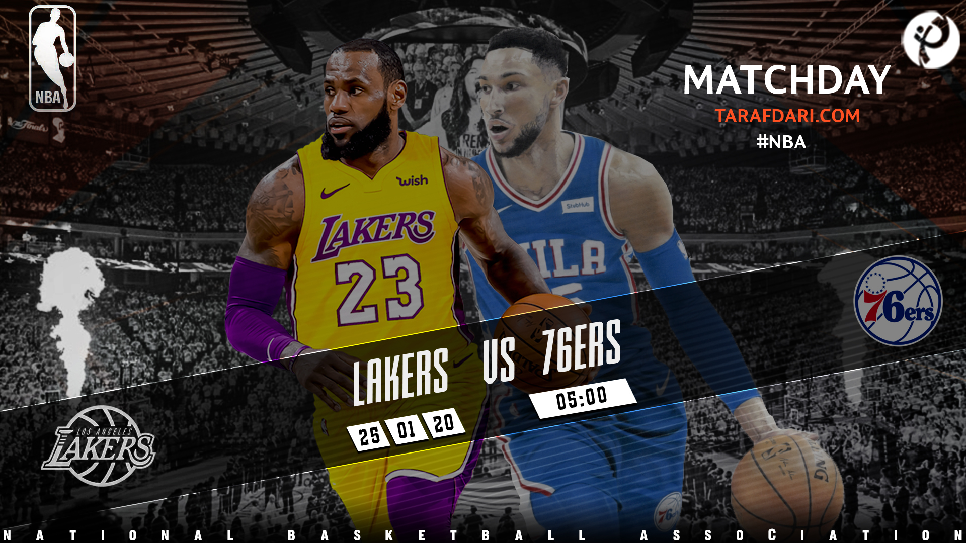 لس آنجلس لیکرز- فیلادلفیا سونی سیکسرز- Los Angles Lakers- Philadelphia 76ers- بسکتبال NBA- بسکتبال آمریکا- آمریکا